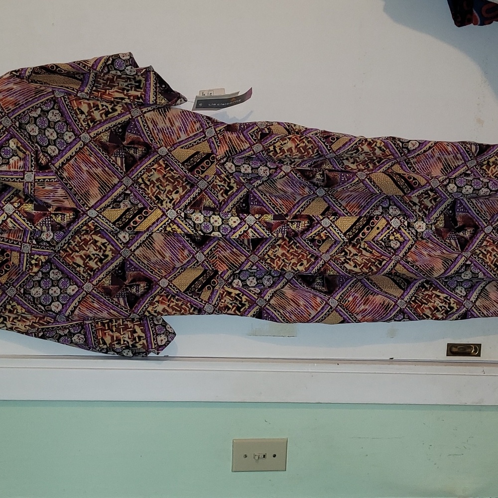 Vintage Maxi Dress — Purple, Gold, Black Graphic Print - Picture 2 of 5